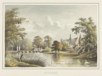 Utsikt över Alkmaar med Grote Kerk