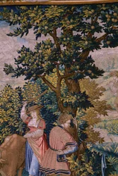 flamländsk gobeläng. Serie The Foundation of Rome: Faustulus möter Romulus och Remus. Serietecknaren Barend van Orley (?). Bryssel tillverkning. 1525-1530. Detalj.