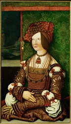 Bianca Maria Sforza, kejsar Maximilianus I:s andra hustru (olja på trä)