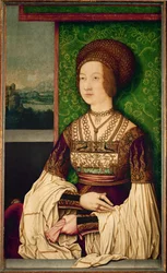 Bianca Maria Sforza, kejsar Maximilian I:s andra hustru (målning på trä)