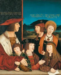 Kejsar Maximilian I:s familj, efter 1515 (olja på panel)