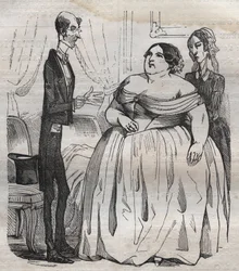 Gourmander - fetma och mager - gravyr i "La Physiologie du gout"" av Jean Anthelme Brillat Savarin (Brillat-Savarin)