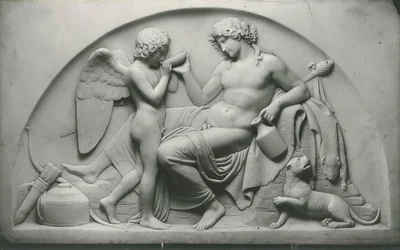 Amor dricker ur Bacchus bägare