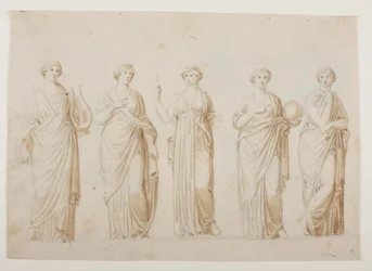 Muserna Terpsichore, Erato, Clio, Urania och Polyhymnia