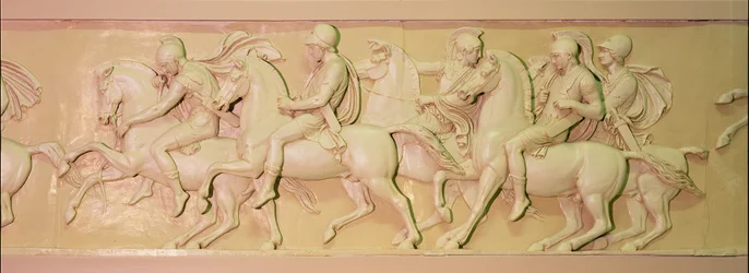 Alexander den stores triumf, 356-323 f.Kr., detalj av en gipsfris