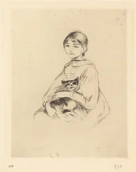 Liten flicka med katt, 18881890.