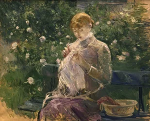 Pasie sömnad i Bougivals trädgård – 1881 – 81 × 100 cm – olja på duk