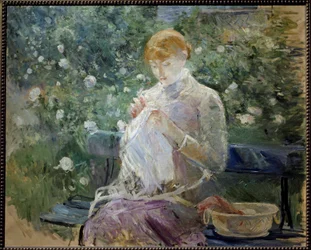 Pasie syr i trädgården en Bougival-målning av Berthe Morisot (1841-1895) 1881 Sön. 0,81x1 m Pau, Musee des Beaux Arts