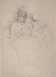 Ritningslektionen - Berthe Morisot ritar med sin dotter, ca 1889-90 (torrnål)
