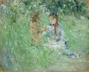 ”Kvinna och barn på en äng i Bougival”, 1882
