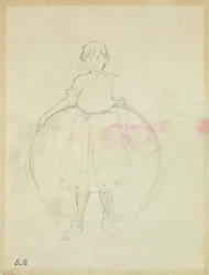 Ung flicka med en ring, 1888 (grafit på papper)