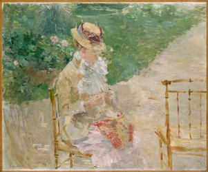 Ung kvinna stickning, ca 1883 (olja på duk)