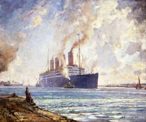 Aquitania kommer uppför Southampton Water