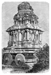 Ruinerna av ett tempel i Hampi, Indien, 1895.