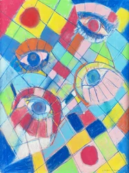 Gazes 1, 2024 (pastell på kort)