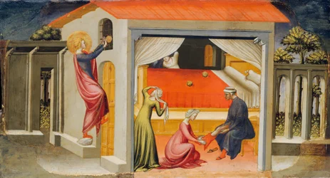 Sankt Nikolaus skänker hemgifter, 1433-35.