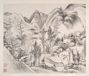 Landskap, daterad 1814 (album med åtta blad; bläck på papper)