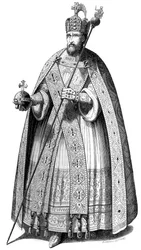 Dräkten som kejsare burit vid sina kröningar sedan Karl den stores tid, 1579 1846.