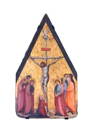 Korsfästelsen (tempera och guld på träskiva)