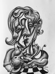 Picasso Reflecting, c.2021 (träkol på papper)