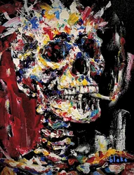 Skull With Spliff, c.2021-22 (Akryl på duk)