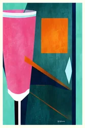 Rosa, orange, geometriskt, abstrakt
