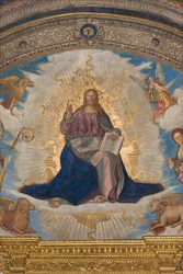 Apse, Catino Apse, Boccaccio Boccaccino, Pantocrator among Saints Marcellino, Imerio, Omobono, Peter Exorcist, Detail Pantocrator