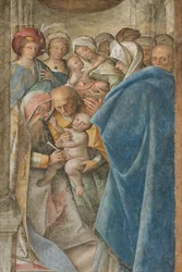 Central Aave, Fourth North Span, Circumcision, Boccaccio Boccaccino 1516-17, Detalj