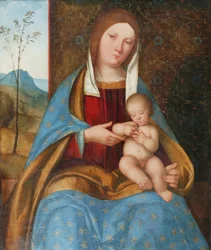 Madonna och barn (olja på panel)