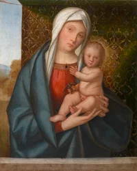 Madonna och barn med en fågel