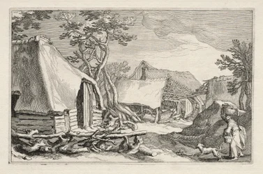 Landskap med bondgårdar