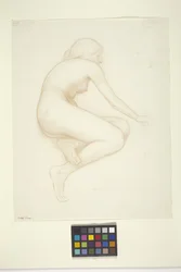Model Crouching (bläck på papper)