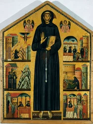 Sankt Francois av Assisis liv. (Målning på trä) 1235