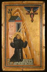 St Francis tar emot Stigmata, mitten av 1200-talet (tempera på trä)