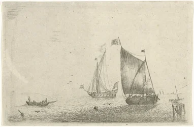 Seascape med en fiskebåt