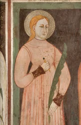 Norra tvärskeppet, ärkeängelns altare, Bakom altartavlan fresker av Bonifacio Bembo, Sant