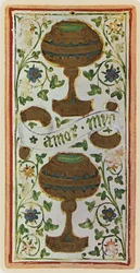 The Two of Cups, faksimil av ett tarotkort från 
