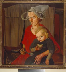 Fattigdom - Målning av Boris Dmitryevich Grigoriev (1886-1939), olja på duk (79x79 cm)