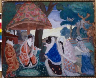 Greetings to the Newlyweds (Greeting the Newlyweds) - Målning av Boris Dmitrievich Grigoriev (1886-1939)
