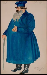 Köpman Dikoy. Kostymdesign för pjäsen Stormen av A. Ostrovsky, 1920.