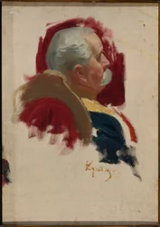 Porträtt av Peter Sabourov (1835-1918), diplomat russe (Porträtt av Peter Alexandrovich Saburov) - Olja på duk av Boris Michaylovich Kustodiev (Koustodiev) (1878-1927)