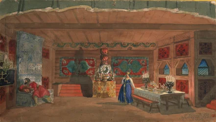 Scenografi för operan The Tsars Bride av N. Rimsky-Korsakov, 1920