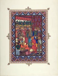 Illustration till sagan Marya Morevna (Maria des mers) av Zvorykin, Boris Vasilievich (1872-efter 1935), ca. 1925 - Färglitografi, 27,3x20,5 - Privat samling