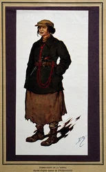 Ryssland: kvinnlig agent för den ryska revolutionära cheka. Teckning av Boris Zvorykine (1872-1935)