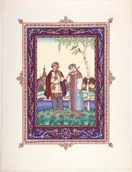 Snegourotchka ( ou Snegourka, la Fille de neige) - Illustration till sagan Snegurochka par Zvorykin, Boris Vasilievich (1872-efter 1935), ca. 1925 - Färglitografi, 27,3x20,5 - Privat samling