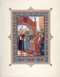 Vassilissa la Belle (Vassilissa la tres Belle) - Illustration till sagan Vasilisa den vackra par Zvorykin, Boris Vasilievich (1872-efter 1935), ca. 1925 - Färglitografi, 27,3x20,5 - Privat samling