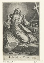 Den helige Abraham av Edessa som eremit S. Abraham Eremita (titel på objekt) Eremiter (serietitel) Sacra eremvs ascetarvm (serietitel)
