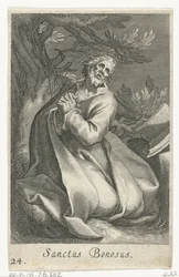 Saint Bonosus som eremit Sanctus Bonosus (titel på objekt) Eremiter (serietitel) Sacra eremvs ascetarvm (serietitel)