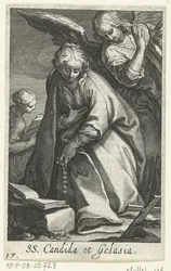 Saint Candida och Saint Gelasia som eremiter med ängel SS. Candida et Gelasia (titel på objekt) Eremitinnor (serietitel) Sacra Eremus Ascetriarum (serietitel)