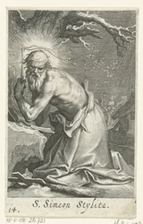 Saint Simeon stiliter den äldre som en eremit S. Simeon Stylita (titel på objekt) Eremiter (serietitel) Sacra eremvs ascetarvm (serietitel)